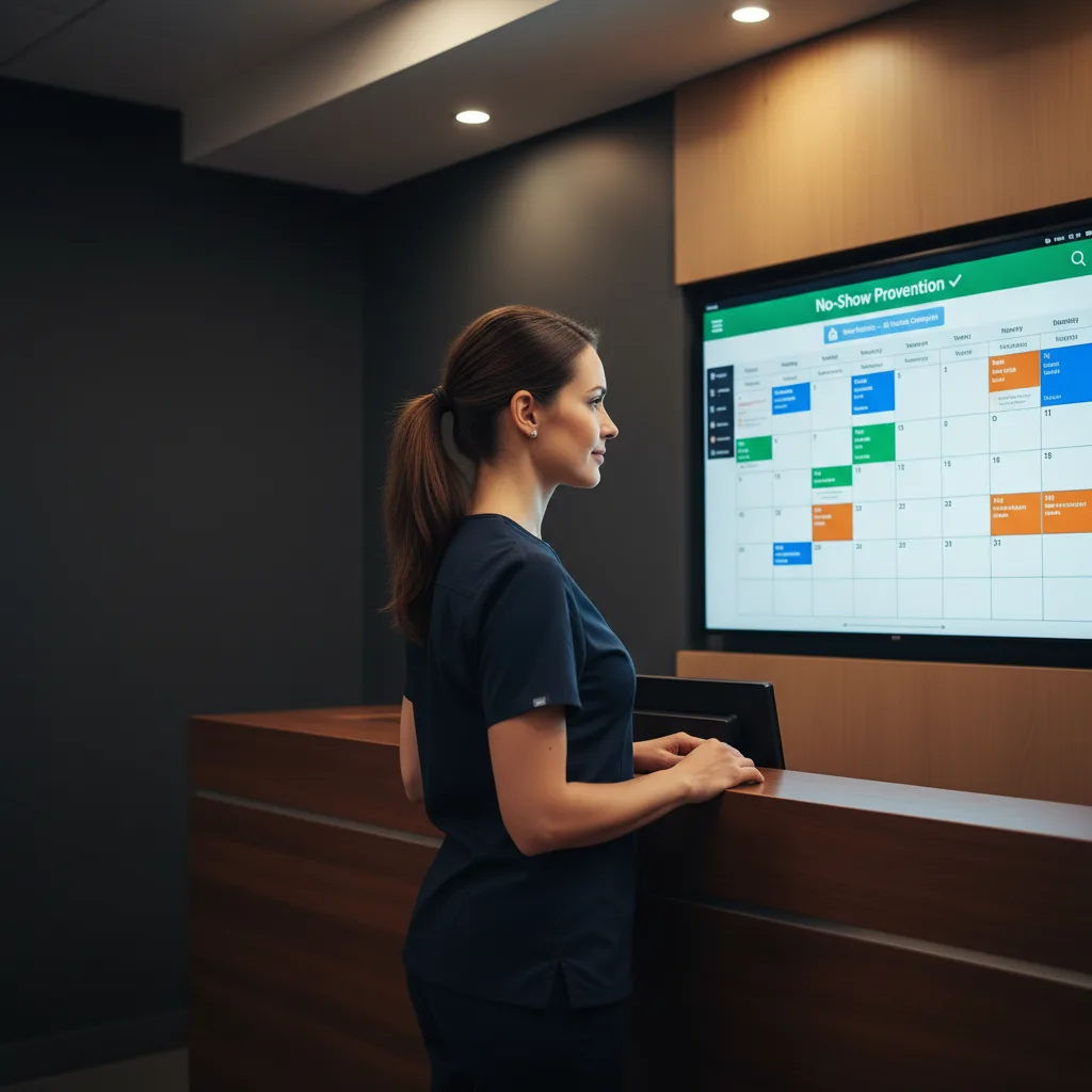 Practice staff viewing no-show prevention scheduling calendar
